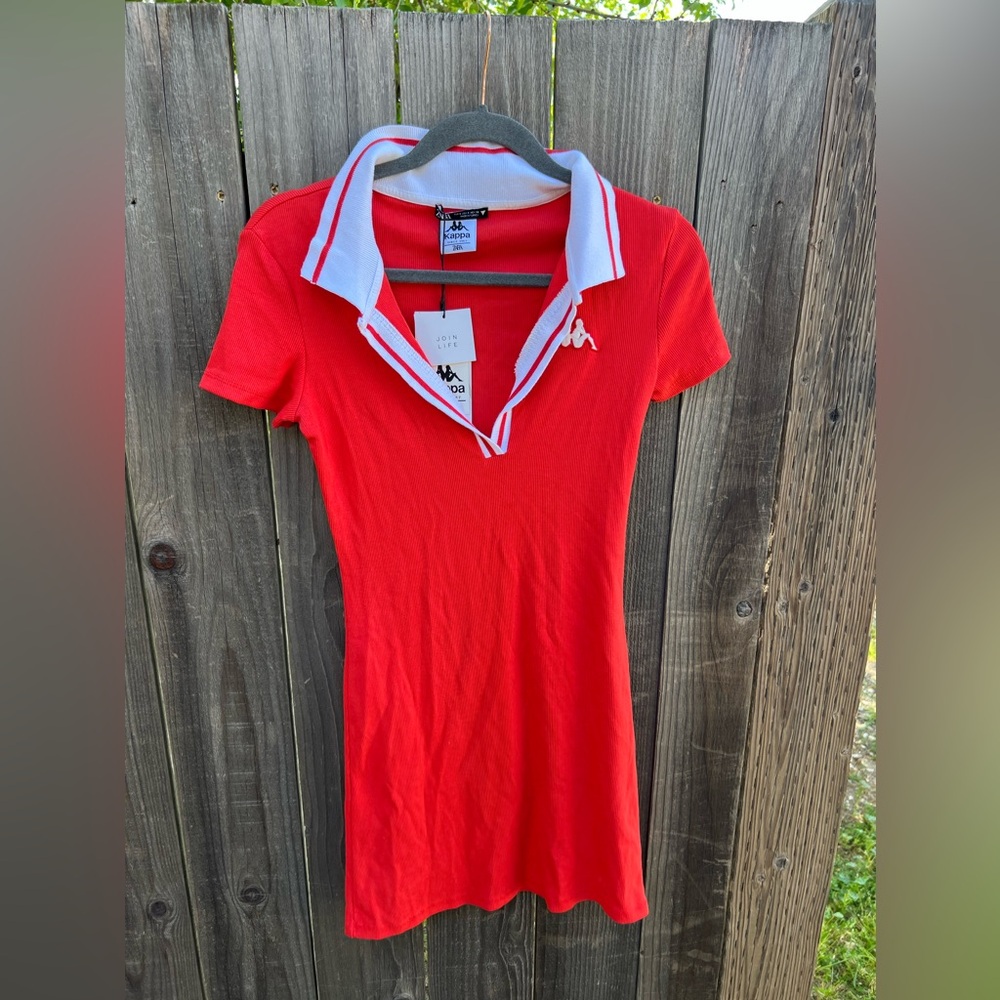 Zara x Kappa Women's Collared Mini Dress Size Small NWT Red/White Polo Dress